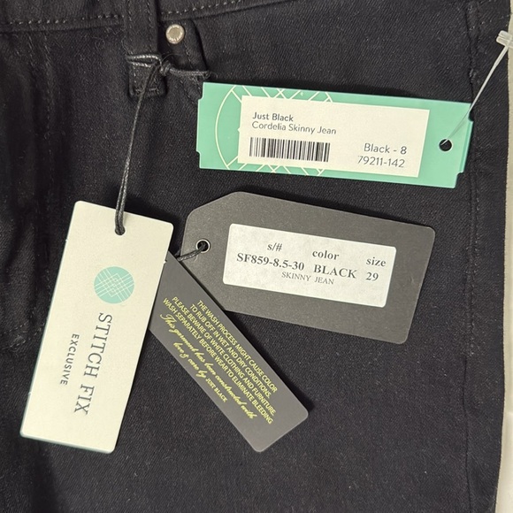 NWT Women’s Stitch Fix Just Black Denim Cordelia Skinny Jeans, Size 8/29 - Picture 3 of 9